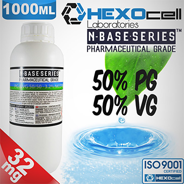 DIY - HEXOCELL ELİKİT BASE 1000ml - 50PG 50VG - 32mg/ml NİKOTİN